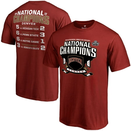 Denver Pioneers Fanatics Branded 2017 NCAA Men's Hockey National Champions Schedule T-Shirt -