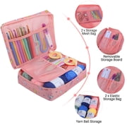 BCOOSS Crochet Kit for Beginners Adults Crochet Hook Set Includes Yarn Balls, Needles, Accessories Kit,Bag Pink