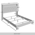 thumbnail image 5 of Castle Place LED Light Nailhead Trim Linen Upholstered Bookcase Bed, Warm Grey, Queen, 5 of 7
