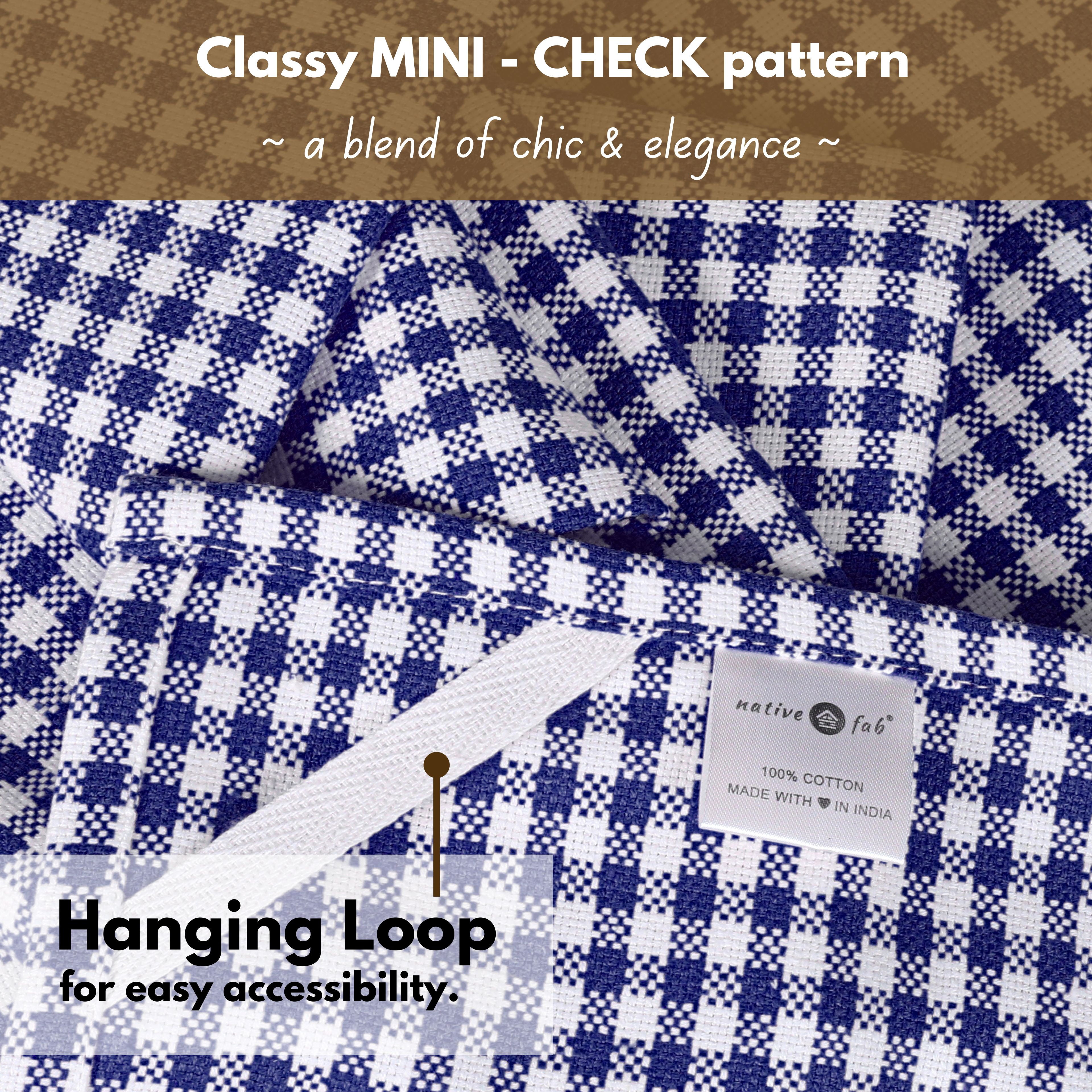 Native Fab 12 Pack Gingham Checked Plaid Kitchen Towel - Soft Cotton - Washcloths - 16x26 - Blue