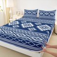 thumbnail image 5 of Manfei Southwestern Aztec Bed Sheets, Bohemian Navy White Fuul Size Sheets, Navy Reversible 4-Piece1 Flat Sheet + 1 Fitted Sheet + 2 Pillowcases, 5 of 6