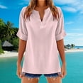 thumbnail image 2 of Summer Tops for Women Solid Shirt Womens Layering Shirts Long Sleeve Womens Tee Shirts Short Sleeve Bulk Neck Women Long Workout Top Tall Women's Short T Shirt Light Pink M, 2 of 5