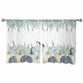 thumbnail image 6 of Teal Blue Fall Sheer Curtains 45 Inch Length 2 Panels Set, Semi Transparent Voile Rod Pocket Curtains for Living Dining Room Bedroom Drapes Thanksgiving White Pumpkin Eucalyptus, 6 of 8