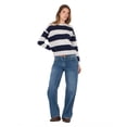 thumbnail image 2 of Forever 21 Women's Navy & Cream Preppy Sweater, Rugby Stripe Design for Cozy Fall Layering, L, 2 of 6
