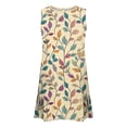 thumbnail image 6 of Gamivast Dresses for Women Sleeveless Crew Neck Loose Fit Shift Mini Dress Leaf Floral Print Ruffle Hem Flowy Comfy Casual Beach Vacation Summer Dresses, 6 of 7