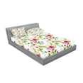 thumbnail image 2 of Ambesonne Floral Fitted Sheet & Pillow Sham Set, Spring Flowers Pastel, Queen, Pink Purple Green, 2 of 2