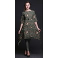 thumbnail image 5 of Bimba Gray Dry Leaves & American Goldfinch Bird Printed Asymmetrical Kurti Tops for Women Indian Summer Dress Tunic X-Large, 5 of 6