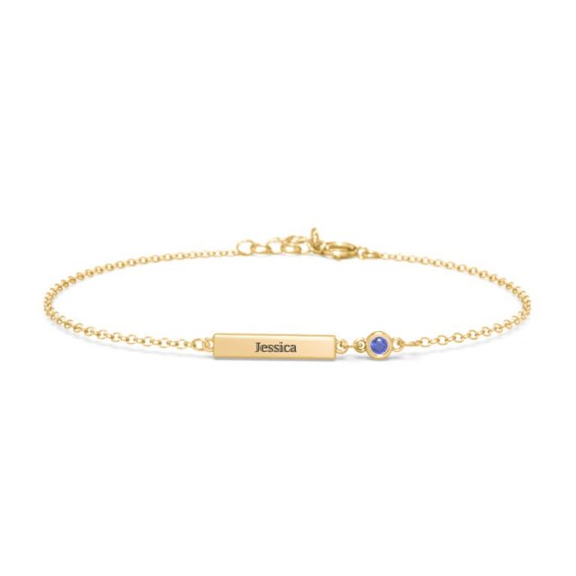 Bracelet Barre Gravable avec Pierre de Naissance