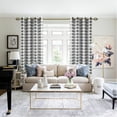 thumbnail image 3 of XWZO Gray Checkered Sheer Curtains 63 Inch for Bedroom, Short Kitchen Sheer Valance Curtain Set of 2, Light Filtering Grommet Window Drapes for Kids Room, Gray, 52" x 63", 3 of 7