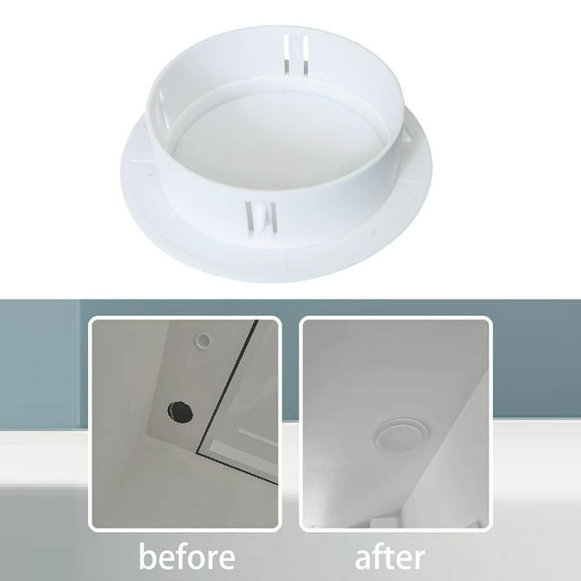 Placa de cubierta para orificio de techo, moldura para orificio de luz descendente, redonda, ligera, compacta, resistente, blanca, para aberturas de 106 a 124 hoyos