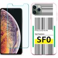 thumbnail image 1 of For Apple iPhone 11 Pro Max Case , Slim-Fit TPU Protective Phone Case (Pink Bezel) with Tempered Glass Screen Protector, by OneToughShield ® - Airport Tag / San Francisco, 1 of 3