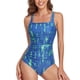 thumbnail image 2 of Traje de baño con estampado elegante, traje de baño para mujer, tirantes finos, traje de baño plisado de una pieza, traje de baño para mujer, diseño de última generación, 2 of 6