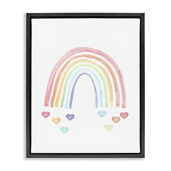 Stupell Industries Bohemian Rainbow with Falling Hearts Black Floating Frame Canvas Art, 17 x 21, by Lil' Rue