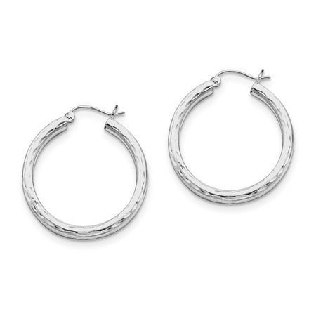 JewelryWeb - Sterling Silver 3.00mm Sparkle-Cut Hoop Earrings - 2.5 Grams - Walmart.com