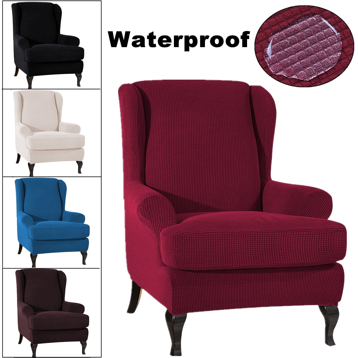 Waterproof Wingback Wing Chair Cover Silpcover Elastic Recliner Settee Sofa Protector Cover Walmart