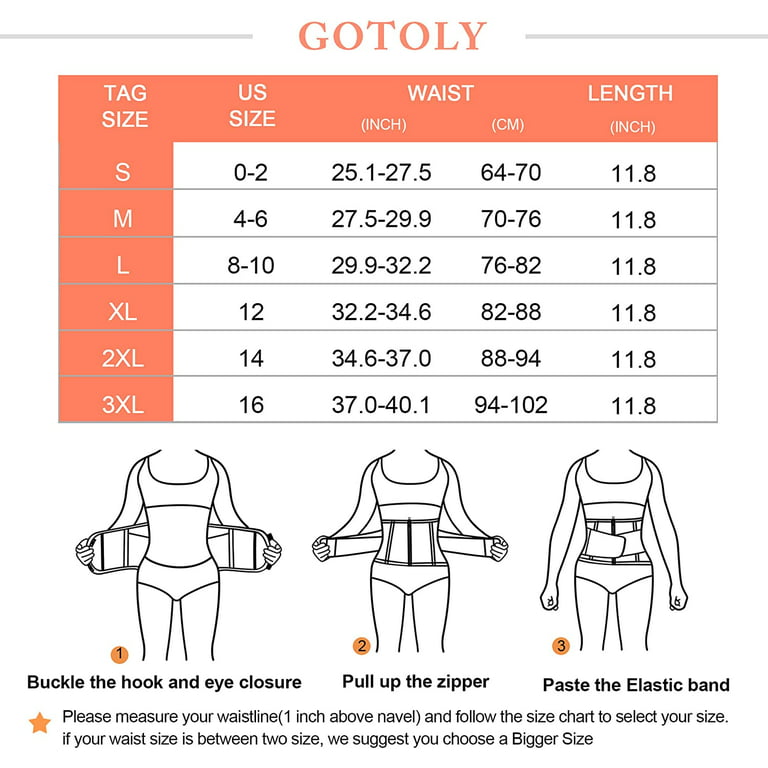 Gotoly Women Waist Trainer Corset Cincher Belt Tummy Control Postpartum  Body Shaper Sport Workout Girdle Slim Belly Band(Black Medium) 