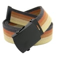 thumbnail image 1 of Men's Black Slider Military Belt Buckle with Canvas Web Belt Medium Brown Stripes, 1 of 3