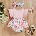 thumbnail image 3 of LAICAIW Infant Girl Short Sleeve Cartoon Floral Prints Ruffle Summer Newborn Rompers Jumpsuits Clothes Boy 2t (Pink-A, 18-24 Months), 3 of 7