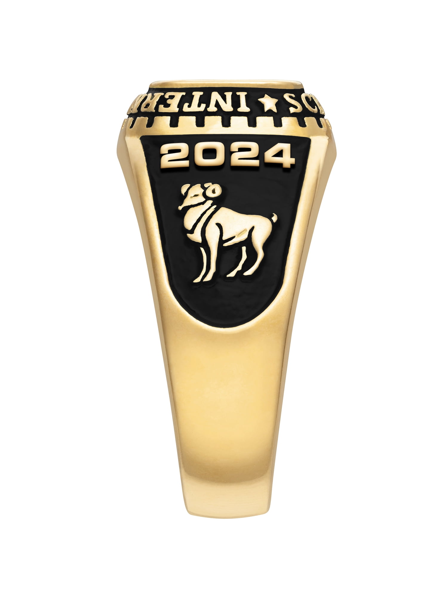 Order Now for 2025 Graduation, Freestyle Women's Gold over Sterling Classic Checkerboard Birthstone Class Ring, Personalized, High School or College