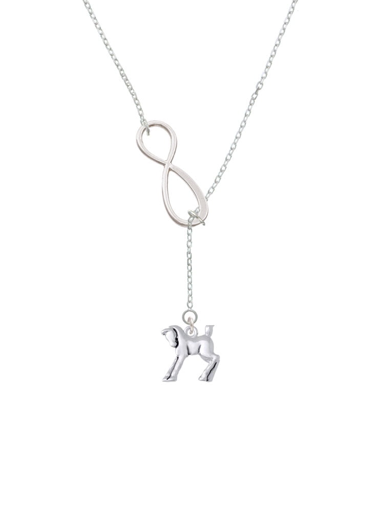 Delight Jewelry Silvertone Equestrian Horse Silver tone Elegant Infinity Lariat Necklace