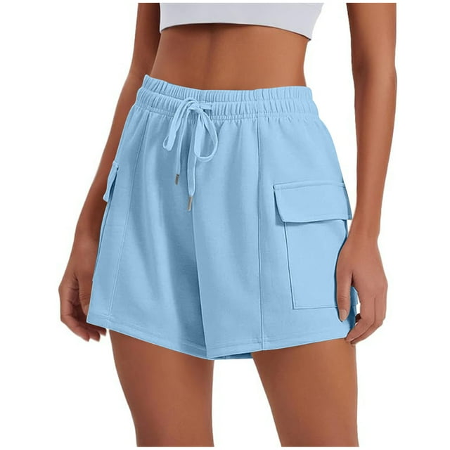 asjyhkr Womens Cargo Shorts with Pockets Breathable Drawstring Elastic Waist Hiking Camping Work Shorts