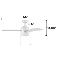 thumbnail image 4 of Honeywell Barcadero 44" White Modern Ceiling Fan with Light 3 Blades, Pull Chains & Reverse Airflow, 4 of 7