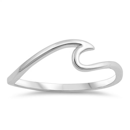 Wave Sea Ocean Thin Swirl Thumb Ring New .925 Sterling Silver Band Size