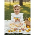 thumbnail image 5 of BemeyourBBs Infant Baby Girls Easter Chick Outfits Cute Girls Spring Clothes Long Sleeve Letter Print Romper Chicken Print Flared Pants Sets Headband Newbron Coming Home Outfit, 5 of 9