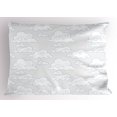 thumbnail image 1 of Cloud Pillow Sham Minimalist Design of Linear Tibetan Clouds Swirled Hand Drawn Lines, Decorative Standard King Size Printed Pillowcase, 36 X 20 Inches, Azure Blue Coconut and White, by Ambesonne, 1 of 2