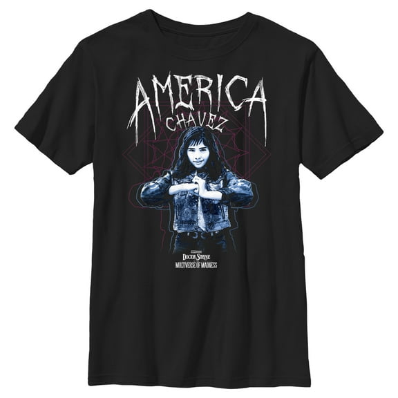Boy's Marvel Doctor Strange in the Multiverse of Madness America Chavez Solo  Graphic Tee Black Small