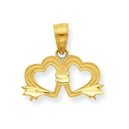 10k Yellow Gold Double Heart Pendant