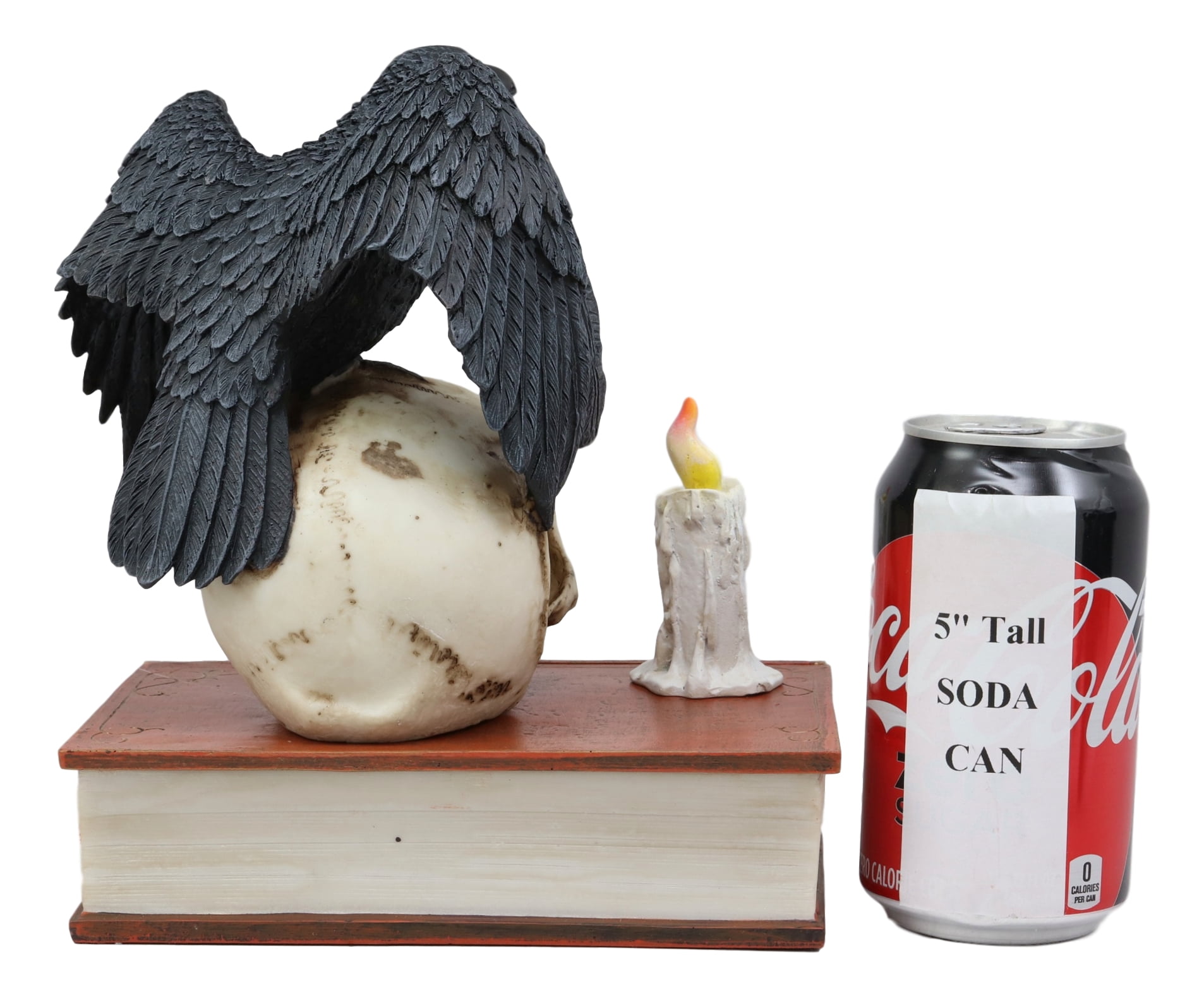 Ebros Gift Raven Crow Perching On Skull with Ancient Book Jewelry Trinket Box - Thumbnail 5