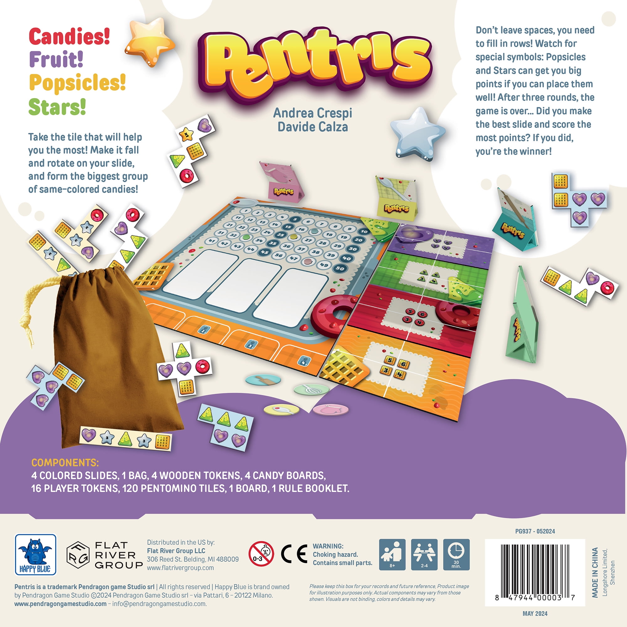 Pendragon Game Studio: Pentris - Abstract Strategy Board Game, Puzzle Real-Time Game, Treats Theme Piece Laying, Family Ages 8+, 2-4 Players, 30 Min