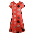 thumbnail image 3 of Fridja Robe d'Été pour Femme Vintage Ample à Col en V Imprimée à Manches Courtes Longueur Genou Robe Midi, 3 of 6