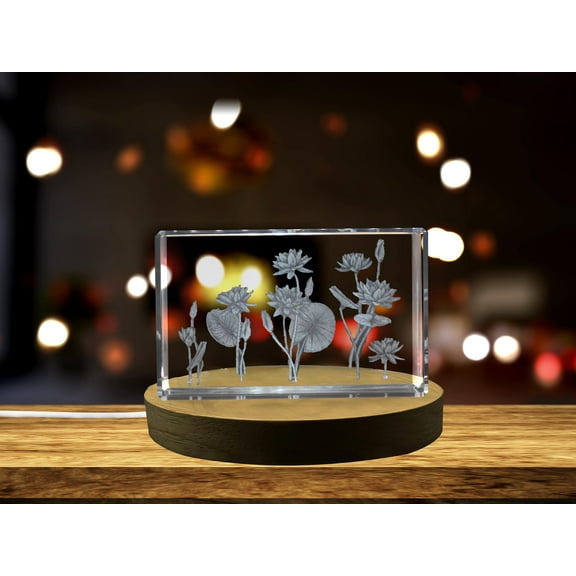 Water Lily 3D Engraved Crystal 3D Engraved Crystal Keepsake/Gift/Decor/Collectible/Souvenir