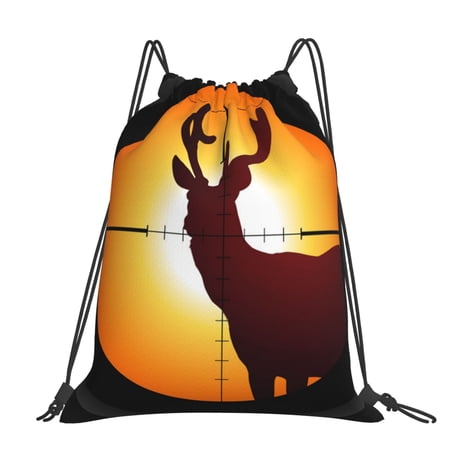 Target Deer Elk Hunting Large Drawstring Backpack Casual Cinch Sack Bag Backpack for Sports Hiking Travel Gym