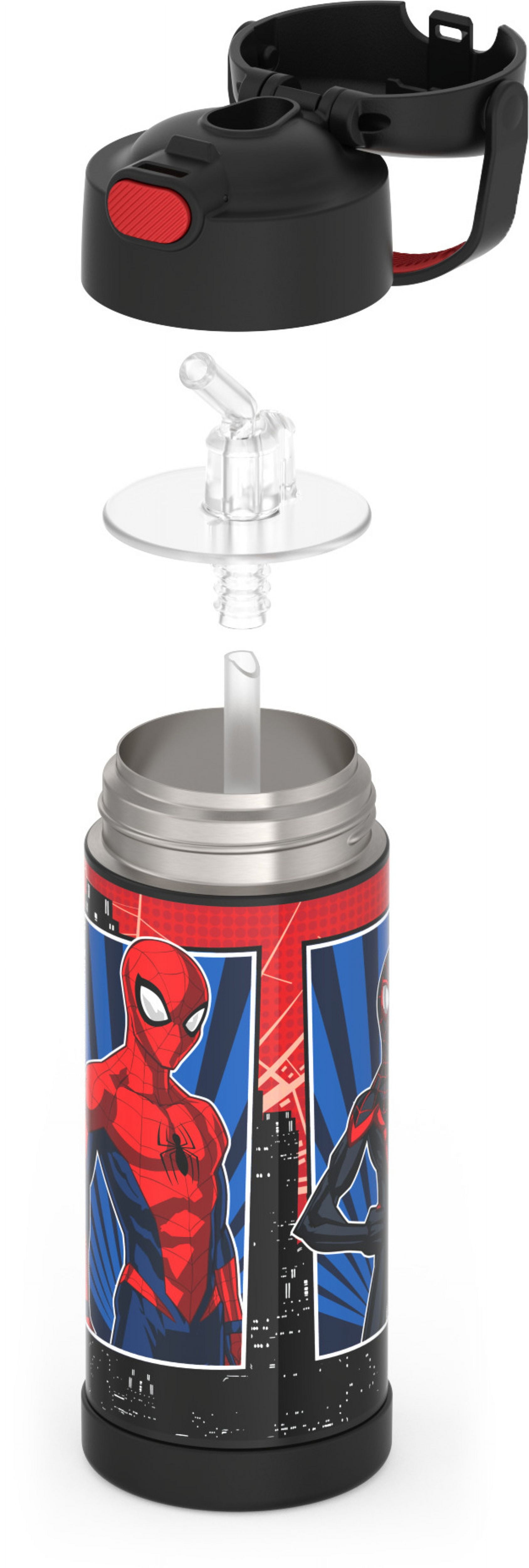Thermos Kids Stainless Steel Funtainer Water Bottle with Straw, Dishwasher Safe, Leak Proof, Spiderman, 14 oz