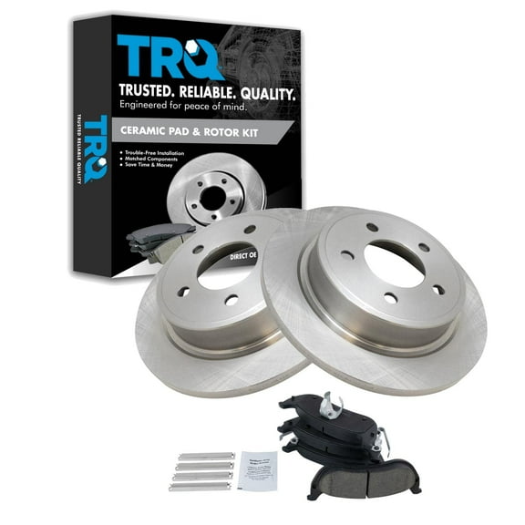 TRQ Rear Brake Pad & Rotor Kit Brake Pads Brake Rotor Ceramic Fits Select 2004-2008 Chrysler Pacifica