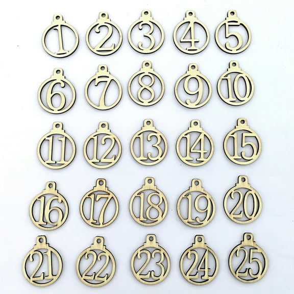 Xinyolin 1-25 Vintage Wooden Christmas Countdown Advent Calendar Number DIY Gift Tags
