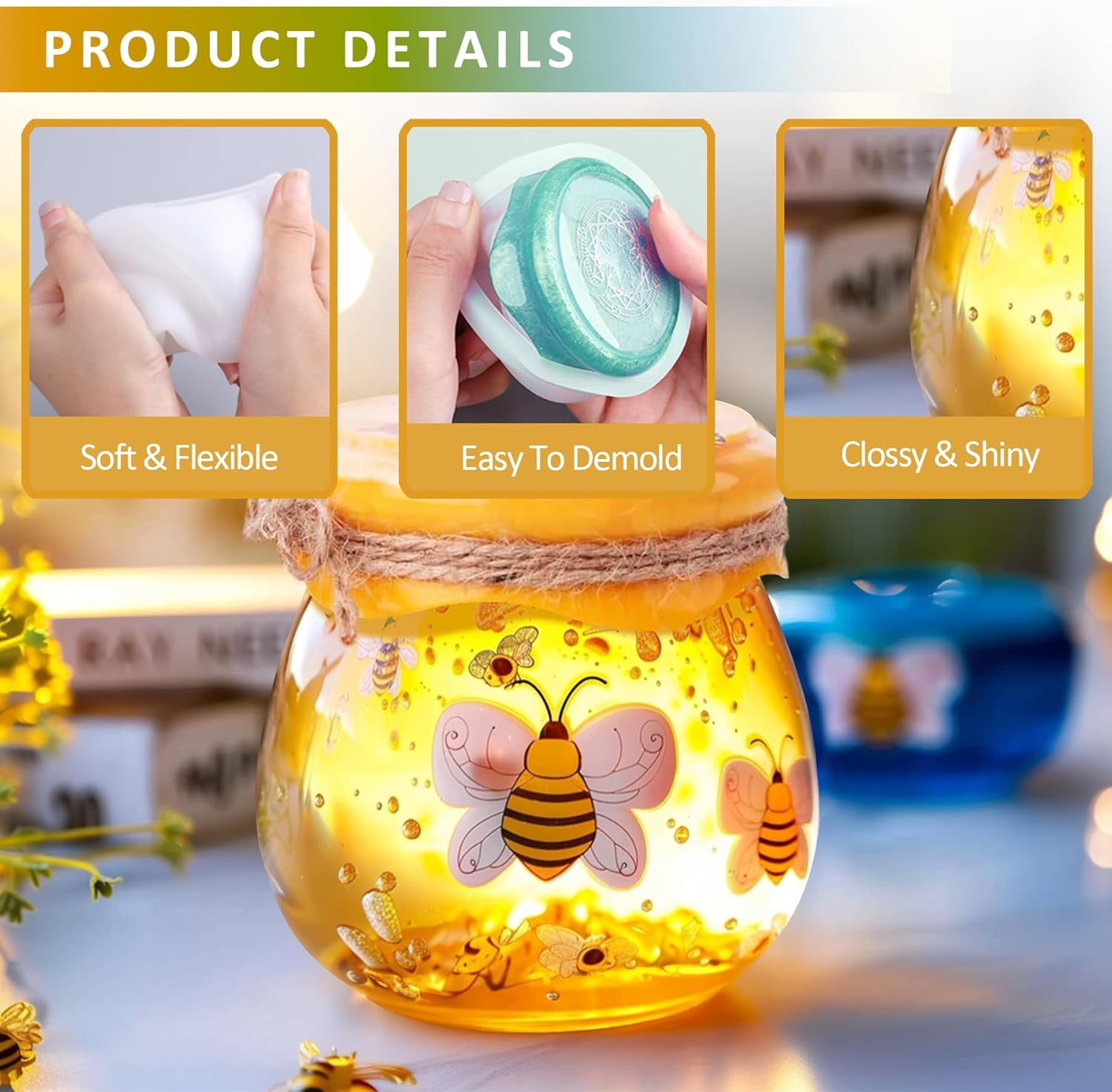 Jars Resin Molds with Lid, Epoxy Molds Silicone for Storage Bottle,Candle Holder,Candy Container, Epoxy Casting Craft, Gifts (Pudding Jar)