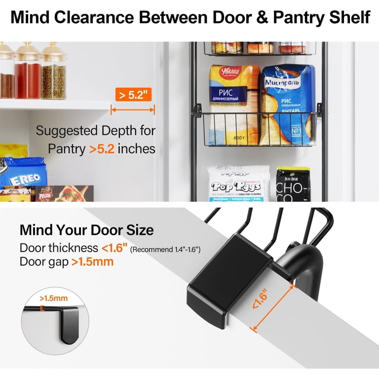 Delamu 6-Tier Over the Door Pantry Organizer, Black photo 3
