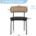 thumbnail image 2 of Rattan Dining Chairs Set of 4, Kitchen Chairs with Curved Cane Backrest &Metal Legs, Modern Dining Room Chair, Round Upholstered Sherpa Chair for Living Room, Black, 2 of 8