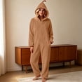thumbnail image 7 of Xinsrenus Women's Cute Fleece Hooded Jumpsuit Loose Long Sleeve Warm Loungewear Fall Winter Casual Sleepwear, 7 of 7