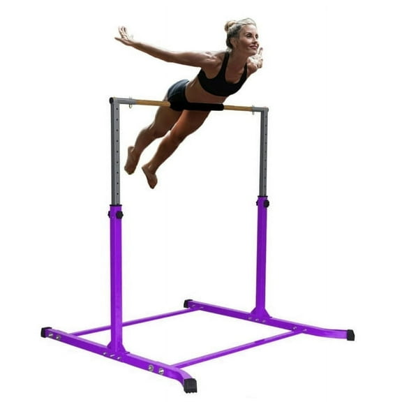 Pro-Gymnastics Expandable Kip Bar, 13-Level Adjustable Height, Cushioned Purple Bar