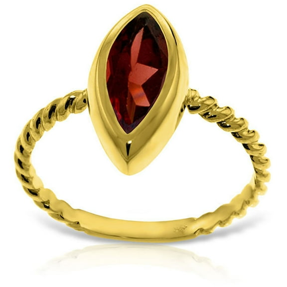 Galaxy Gold 14K Yellow Gold Natural Marquise Garnet Cable Band Ring - January Birthstone - Energy & Devotion - Sizes 5.5 to 11 - Fine Jewelry for Women