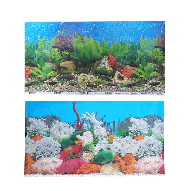 FRCOLOR decorative picture Aquarium Fish Tank Background Sticker 3D Double-sided Adhesive Wallpaper Fish Tank Decorative Pictures Underwater Backdrop Decor (52x30cm, Style B),20.47"X11.81"X0.08"