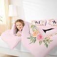 thumbnail image 4 of Homewish Girly Pink Letter M Queen Comforter Set, Romantic Rose Flower Bedding Sets, Magical Butterfly Animal Reversible Bedding Comforter Set, Super Cozy Room Decor, 3 Pieces, 4 of 8