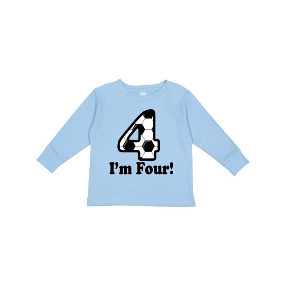 Inktastic 4 Year Old Soccer Party 4th Birthday Boys or Girls Long Sleeve Toddler T-Shirt