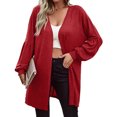 thumbnail image 2 of Vedolay Women Long Cardigan Knit Casual Cardigan Lapel Long Sleeve Sweater for Women Red,M, 2 of 5