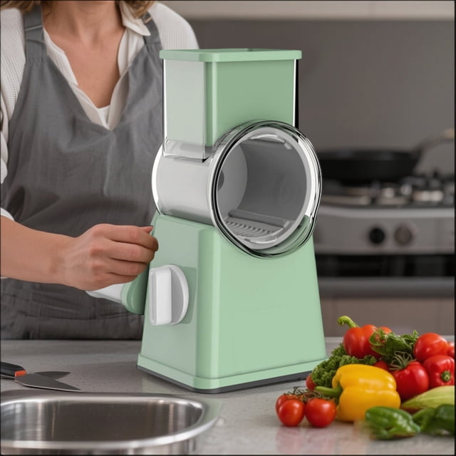 Cheese Grater Slicer For Carrots Vegetables Fruits & Potatoes With 6 Included Attachments Handheld Chopper with Handle Berry Ceramic Teal Tofu for Two Kitchen Grinder And Chopper And Juicer Berry